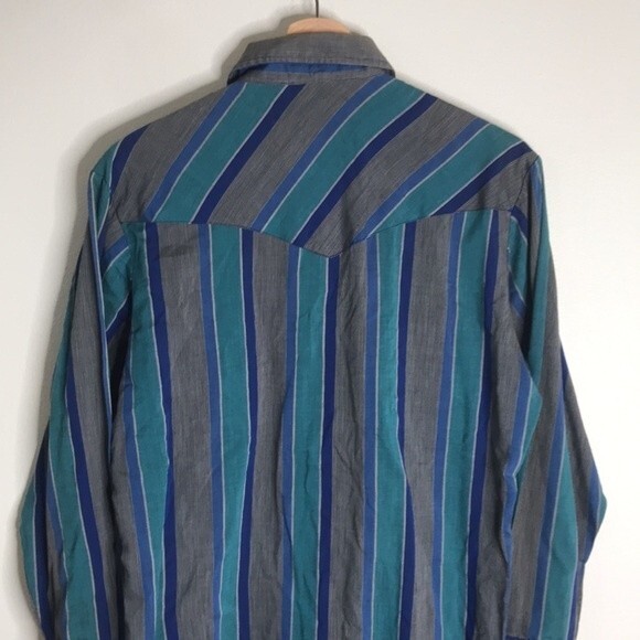 Vtg western plaid pearl snap button long sleeve shirt size medium cowboy rodeo - Picture 12 of 13